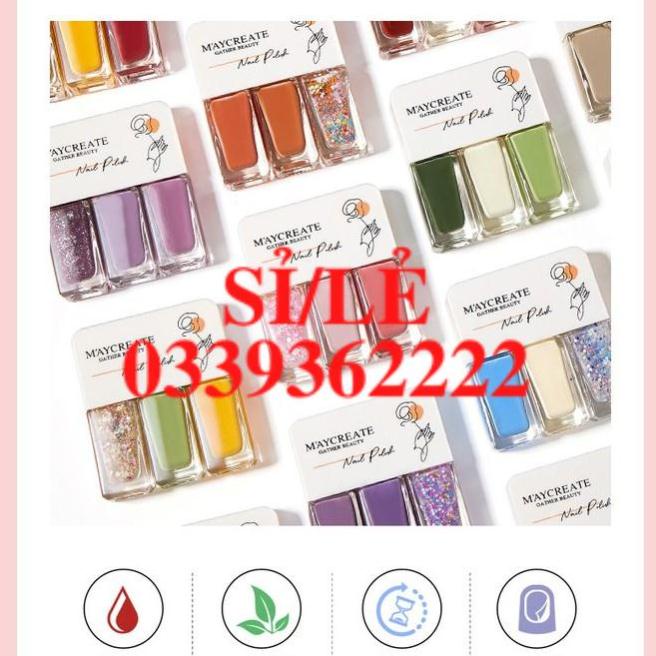 [ CHÍNH HÃNG ] Set 3 chai sơn móng tay Maycreate Nail Polish 4g*3 Senabeauty  HAIANHSHOP