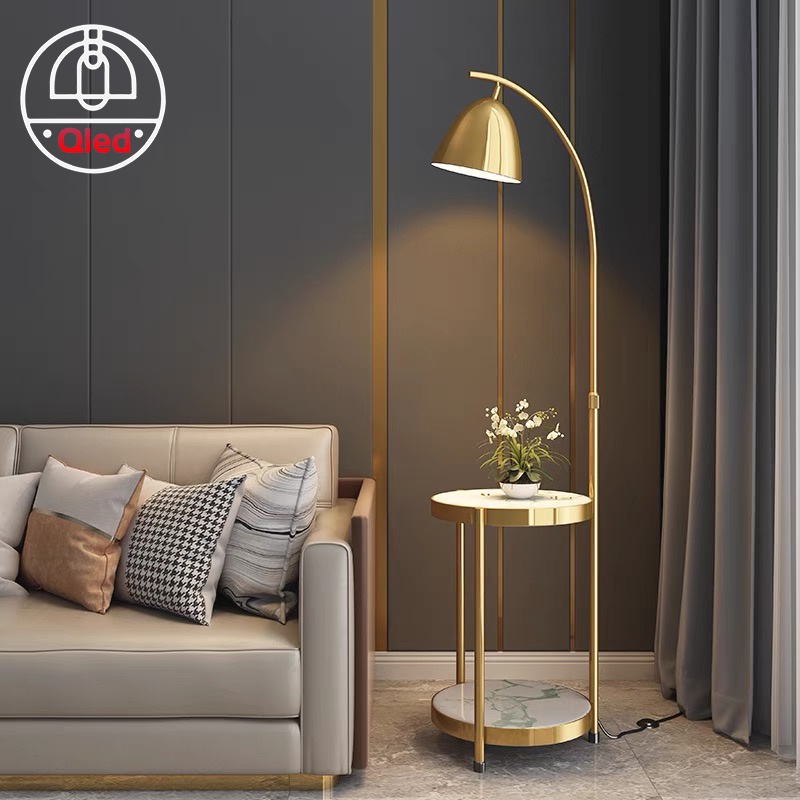 Đèn cây đứng decord trang trí 3 chân bàn đá cao cấp, sang trọng