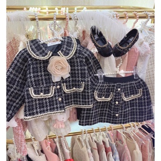 Set dạ hoa trà cho bé gái