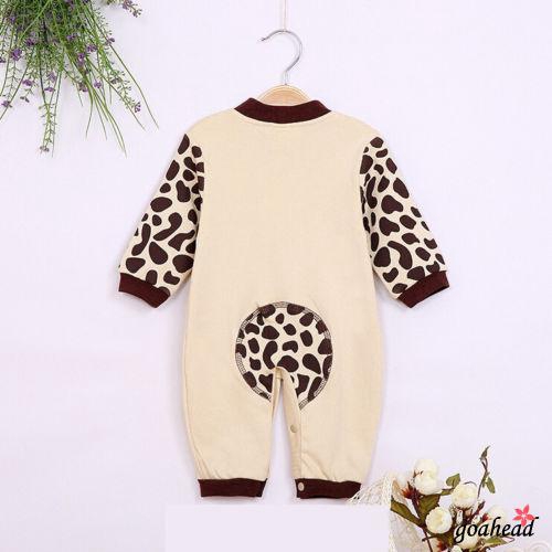 Bộ Áo Liền Quần Cotton Tay Dài In Hoạt Hình Dễ Thương Cho Trẻ Sơ Sinh