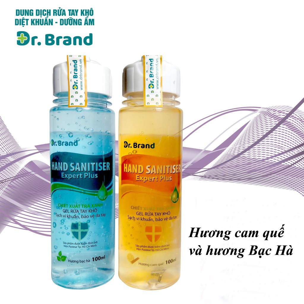 Nước rửa tay khô dạng gel Dr.Brand 100ml tiêu diệt nhanh vi khuẩn bảo vệ da tay hương cam quế và bạc hà dịu nhẹ
