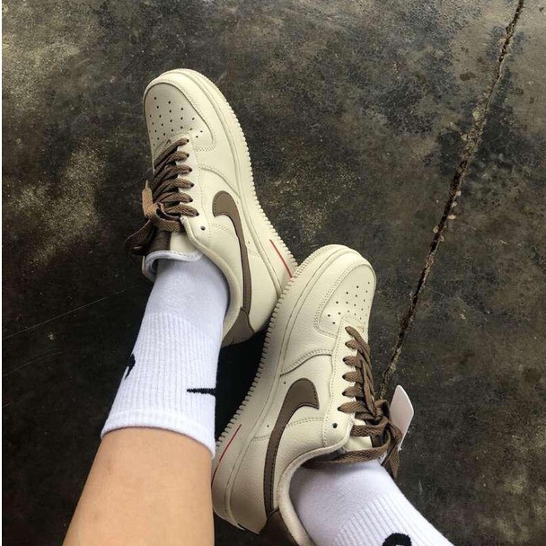 Giày AF1 trắng full thể thao sneaker hot trend  Force 1 vệt đen. nâu, xám full size nam nữ đầy đủ box bill tag