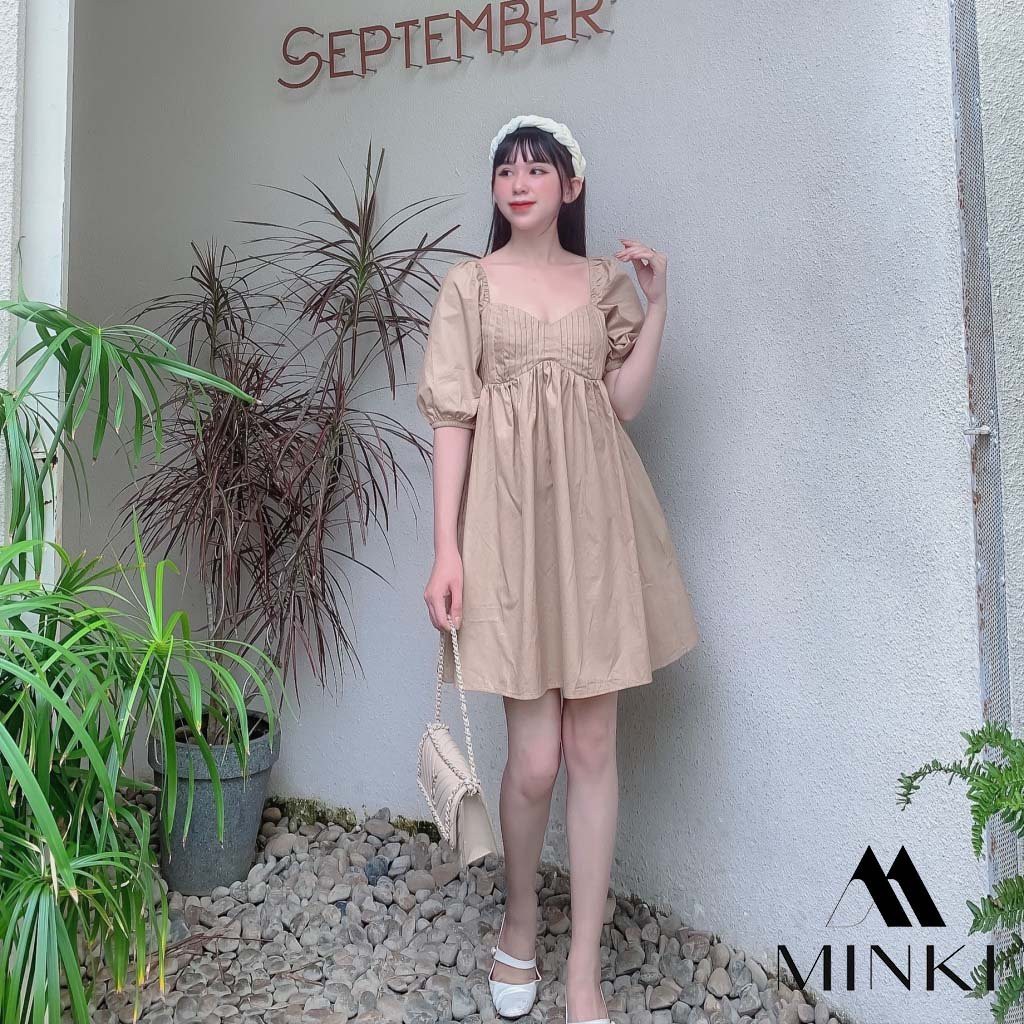 ĐẦM XẾP LY NGỰC - Chất Liệu Kaki Thun Nhập Khẩu - 3 màu Trắng/ Nude/ Hồng [HÀNG THIẾT KẾ] | BigBuy360 - bigbuy360.vn