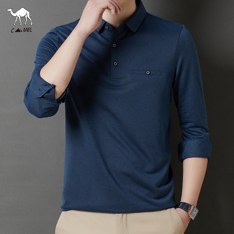 Áo thun POLO tay dài cổ bẻ chất liệu cotton 3 màu sắc thời trang cho nam giới