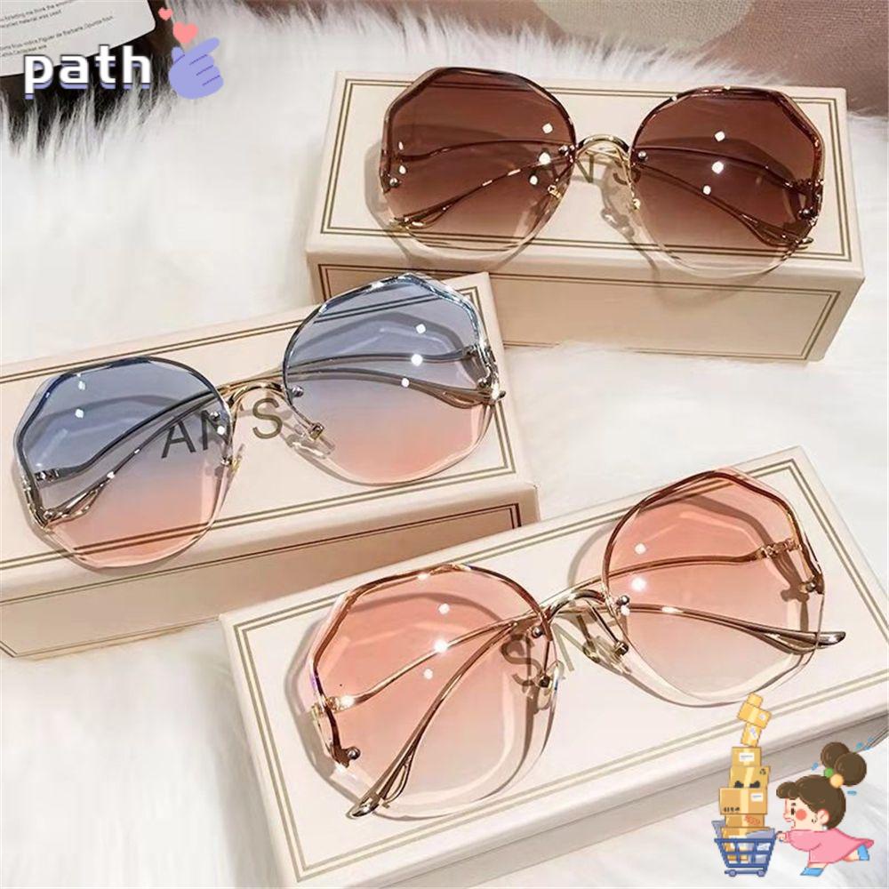 Kính Mát Gọng Cong Màu Gradient Không Viền Bằng Kim Loại