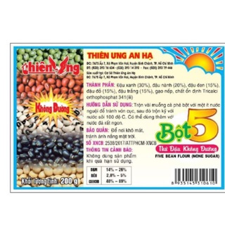 Bột 5 thứ đậu không đường 200g Thiên Ưng.