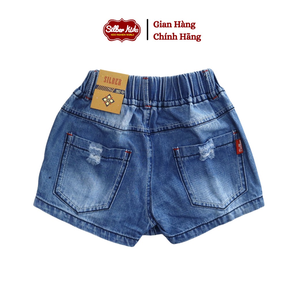 Quần Short Váy Jean Bé Gái Phối Cào Rách SILBER KIDS