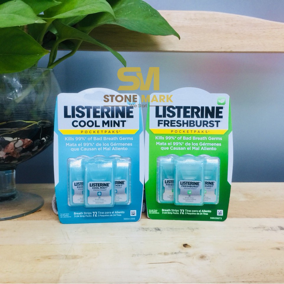 Miếng ngậm thơm miệng, diệt khuẩn Listerine Pocketpaks vỉ 3 hộp x 24 miếng