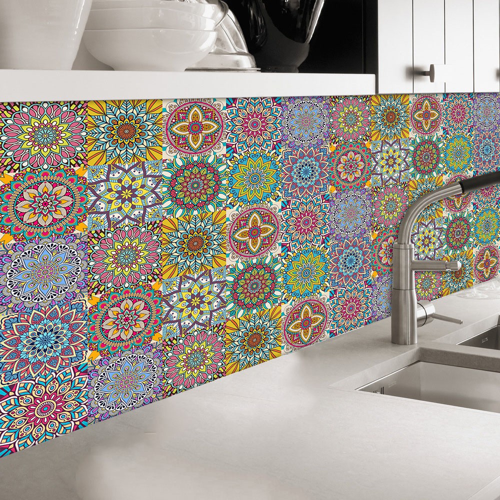 Giấy dán tường họa tiết mandala tự dính chống thấm nước trang trí nhà bếp/phòng tắm | BigBuy360 - bigbuy360.vn