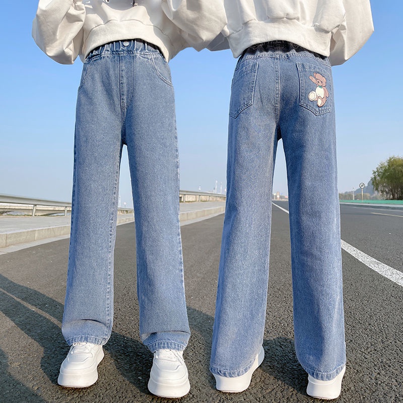 Quần jeans Dài Ống Rộng Phong Cách Thời Trang Xuân Thu Mới Dành Cho Nữ
