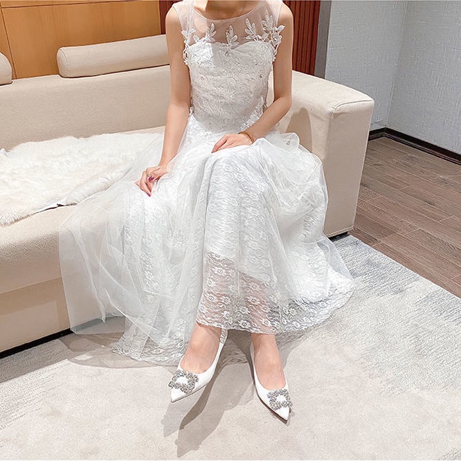 Giày Búp Bê Mũi Nhọn Bằng Satin Đính Đá Size 33-44 Thời Trang Cho Cô Dâu