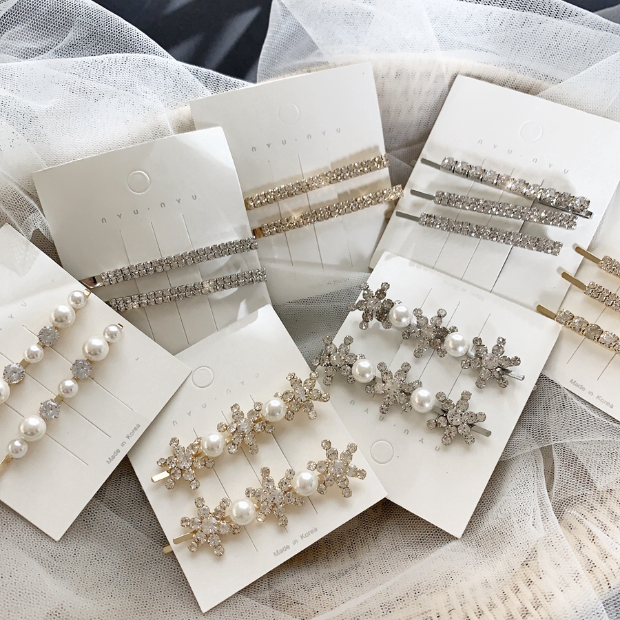 Kẹp Tóc Đính Đá Và Ngọc Trai Hình Hoa Tuyết Xinh Xắn Cho Nữ