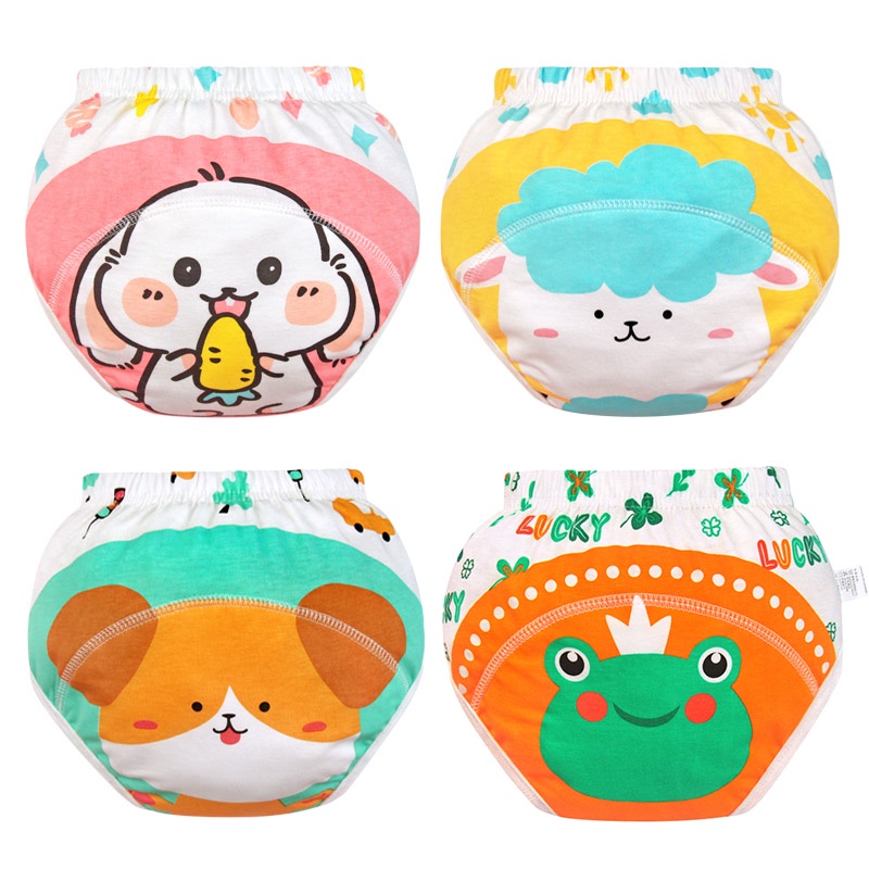 Quần tã lót sáu lớp LUCKY BIG CAT chống thấm nước thiết kế dễ thương cho trẻ sơ sinh