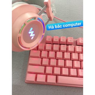 COMBO BÀN PHÍM CƠ + TAI NGHE 9800 - Combo BÀN PHÍM Gaming Màu HỒNG