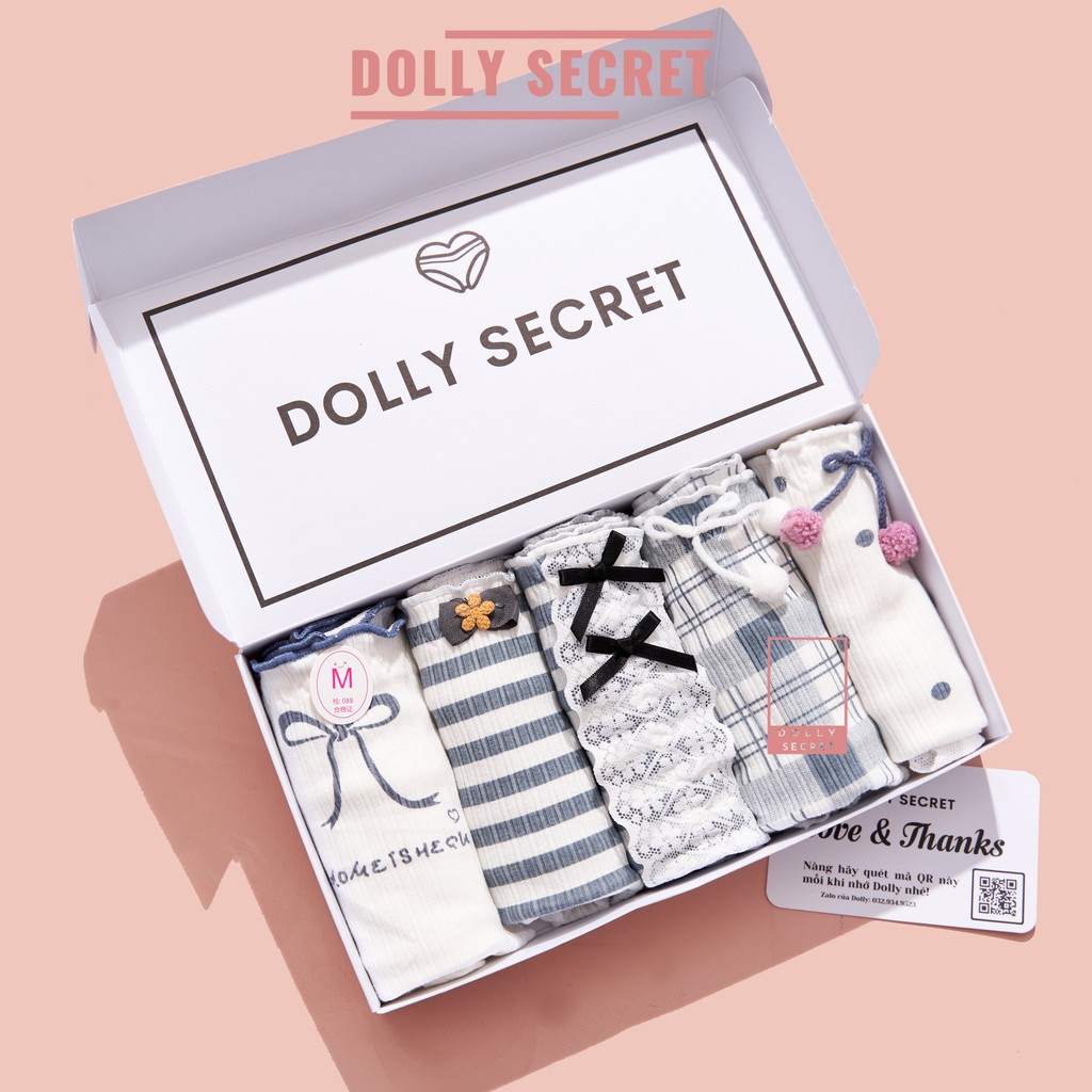 Quần lót len tăm viền ren dễ thương đính nơ dễ thương cho nữ DOLLYSECRET QL041