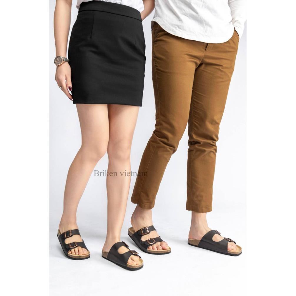 [DÉP DA BÒ] Dép birken quai ngang Bioline dép đế trấu thời trang unisex da bò thật mã B01 - Bioline Official