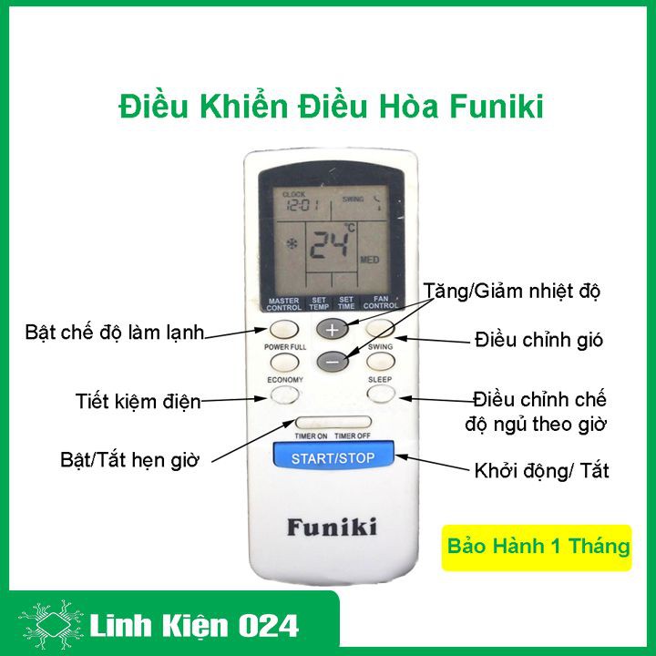 Điều Khiển Điều Hòa Funiki - BH 1 tháng