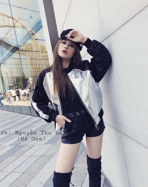 💋Hàng nhập - Áo khoác da tay kim sa đen