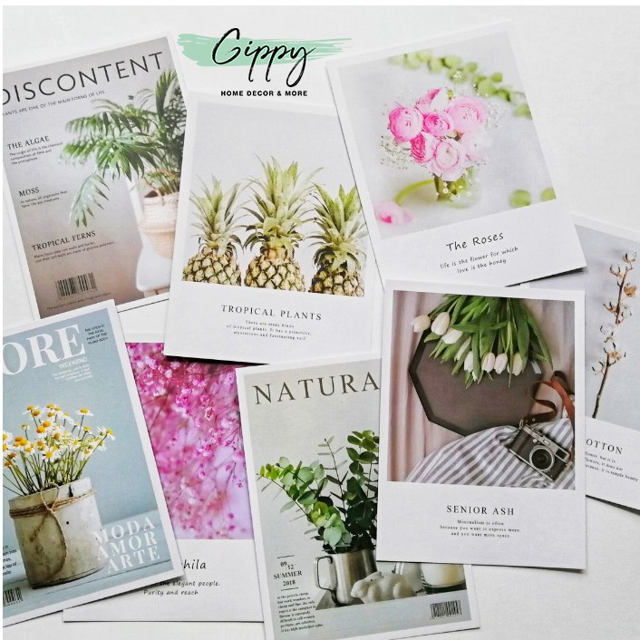 Tấm thiệp, postcard, bìa tạp chí trang trí hình hoa lá màu sắc nhẹ nhàng phù hợp chụp mỹ phẩm trang sức - Gippy Decor