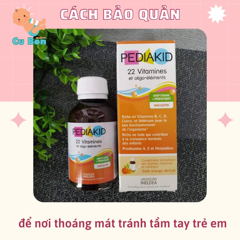 Pediakid 22 Vitamin Et Oligo Elements - 22 Vitamin Và Khoáng Chất 125ml Pháp cho bé từ 6 tháng hay biếng ăn hấp thụ kém