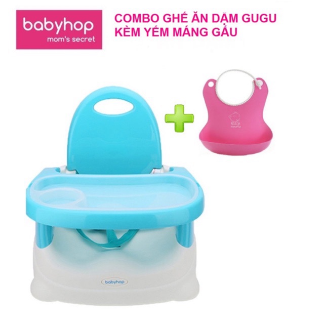 Combo Ghế ăn dặm cho bé gugu babyhop kèm yếm ăn dặm cho bé