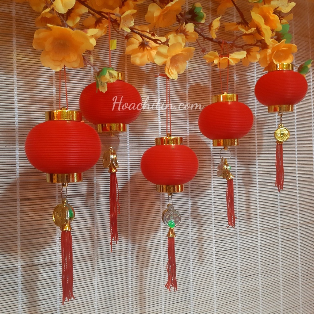 Set 5 Lồng đèn tròn đỏ trang trí Tết