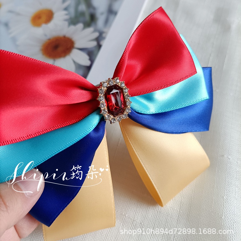 Kẹp Tóc Nơ Ruy Băng Lớn Màu Trắng Phong Cách Công Chúa Bạch Tuyết Mới Cho Bé Gái