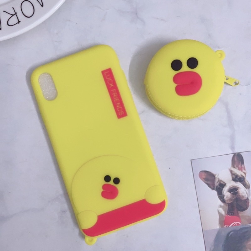 Ốp i.Phone XsMax Silicon Nhựa Dẻo Hình Vịt Kèm Ví Đựng Phụ Kiện