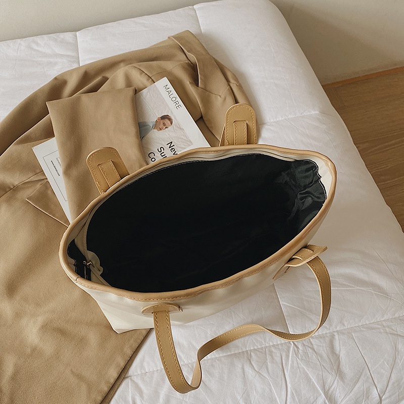 Túi Xách Da Mềm Dập Nổi Phong Cách Hàn Quốc Cỡ Lớn Cho Nữ