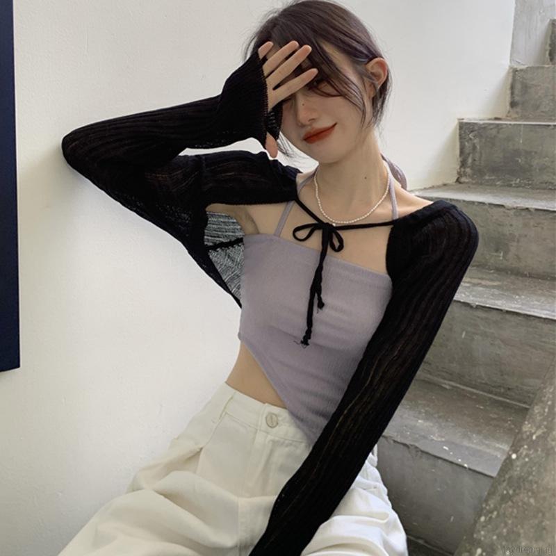 Áo Khoác Cardigan Mỏng Màu Sắc Trơn Chống Nắng Cho Nữ