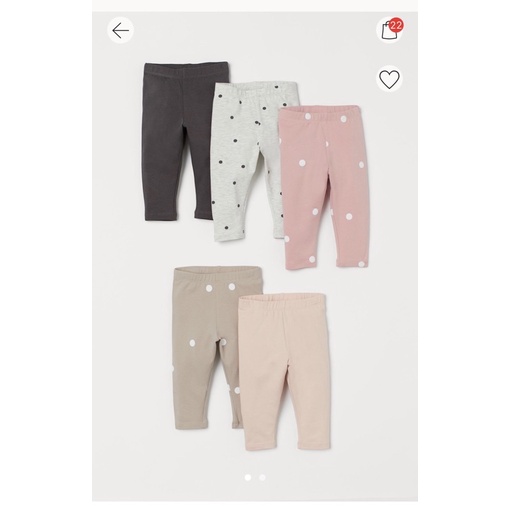 Sét 5 quần legging HM bé gái sale (organic)