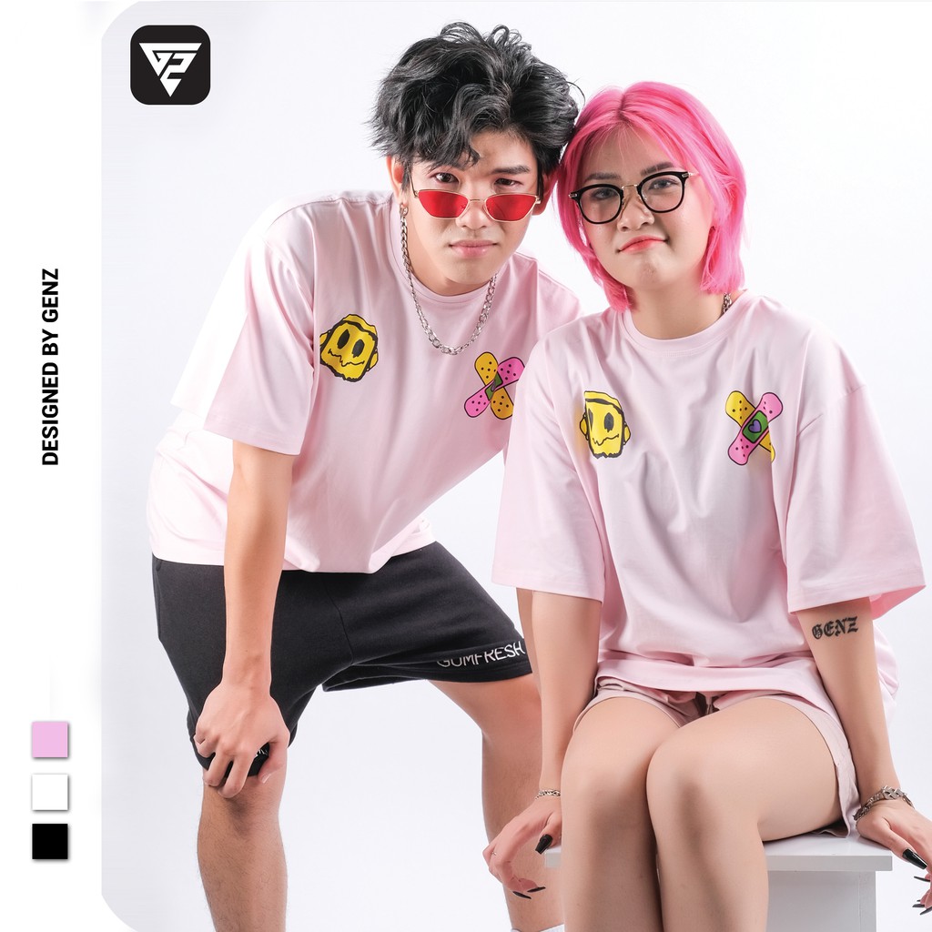 Áo thun tay lỡ GENZ phông Unisex nam nữ Cotton oversize form rộng Sticker Factory