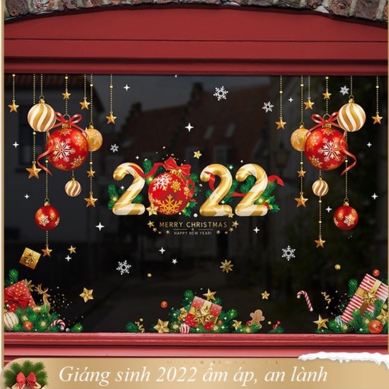 [sale off] Tranh decal dán tường GIÁNG SINH, NĂM MỚI NĂM 2022 trang trí phòng khách, cửa hàng - Decal dán tủ,kính noel