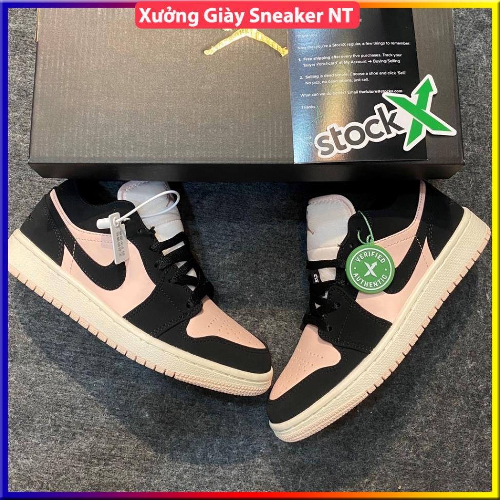 Giày 𝐉𝐨𝐫𝐝𝐚𝐧 1 hồng đen nữ, Giày thể thao JD 1 cổ thấp Black Guava Ice hồng đen bản đẹp full box bill