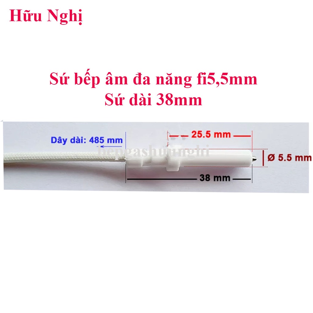 Kim sứ đánh lửa bếp âm Italy, sứ fi5.5mm, kim sứ dài 38mm, phụ kiện bếp ga âm torino