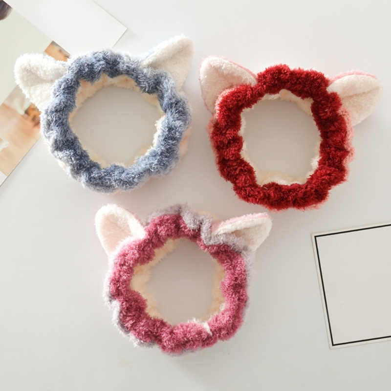 Băng Đô Tai Mèo 3D Bằng Vải Lông Nhung Co Giãn Dễ Thương Xinh Xắn