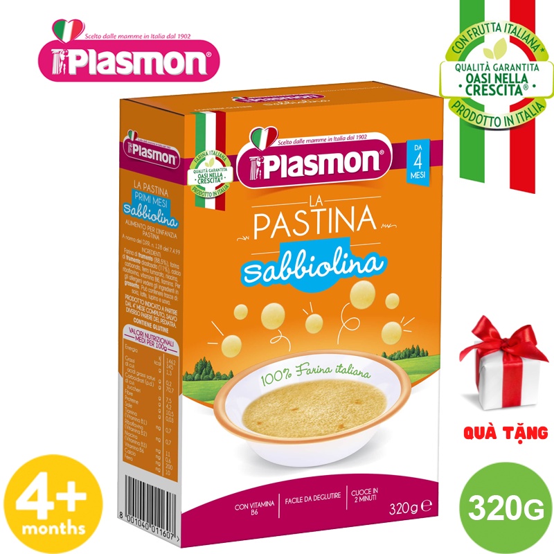 Hộp Nui Mì Ý Sabbiolina Plasmon 320g (Date 31/03/2023) + Tặng 1 Hũ Táo Yến Mạch 170g (Date T7/2022)