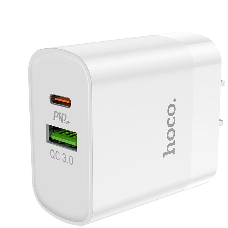 Củ sạc nhanh và Bộ sạc nhanh Hoco C80/C80A dòng PD 20W, QC3.0, 2 cổng USB và Type C