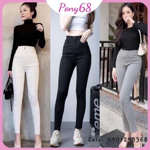 Quần jean nữ BIG SIZE skinny giấy cạp cao chất đẹp co giãn 4 chiều khóa đồng 1 khuy PONY68