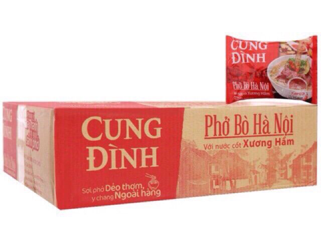 1 Thùng Phở Hà Nội Cung Đình Vị Bò, Gà 30 gói 68g Hương Vị Truyền Thống