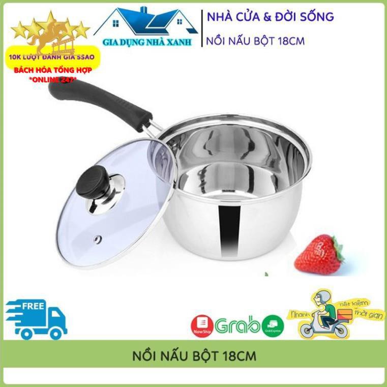 Nồi Nấu Bột, Nấu Cháo Đồ Ăn Dặm Cho Bé Inox 304 Size 18Cm Dày Dặn, Cao Cấp