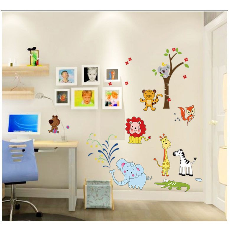 Decal dán tường Vườn thú hoạt hình trang trí phòng cho bé yêu của bạn - AmyShop