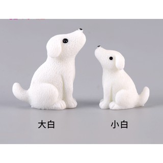 Mô hình đôi chó bông tuyết trắng cực cute để trang trí tiểu cảnh, bonsai