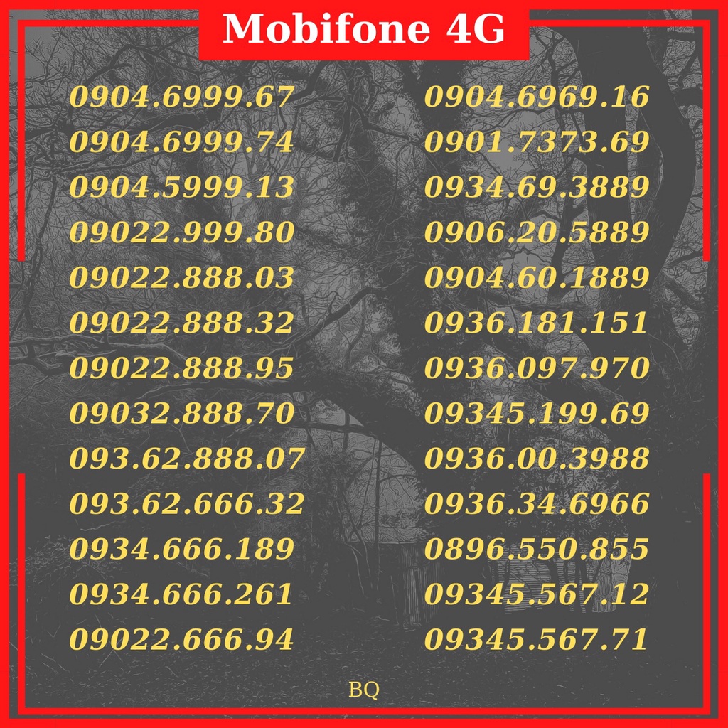 Sim 4g MOBIFONE số đẹp giá rẻ đầu 09. tam hoa 6 8 đăng ký gói c120