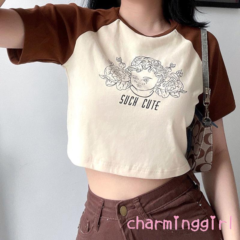 Áo thun tay ngắn dáng rộng in hình trừu tượng thời trang dành cho nữ