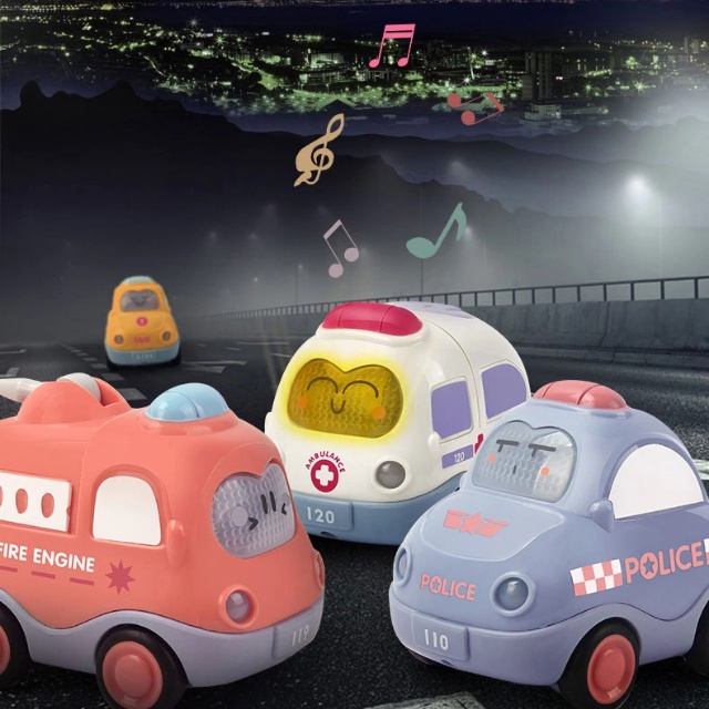 Đồ chơi cao cấp ô tô mô hình hoạt hình có đèn và nhạc vui nhộn cho bé dưới 2 tuổi