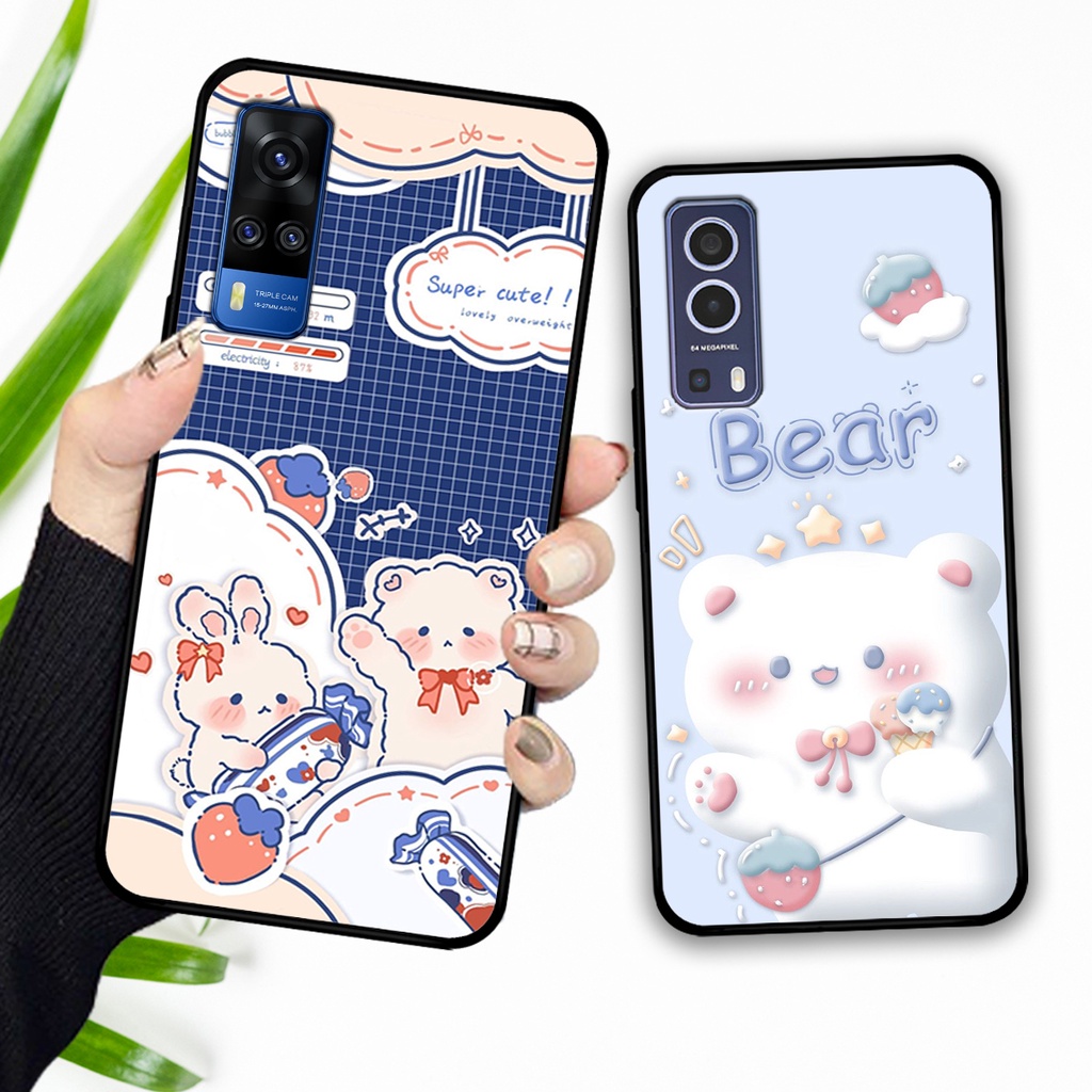 Ốp lưng Vivo Y51 2020 - Vivo Y53s - Vivo Y72 5G in hình caro gấu thỏ dễ thương