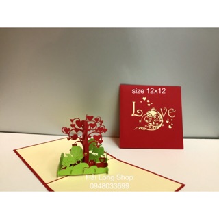 Cây trái tim 1 - love - flower - thiệp 3d