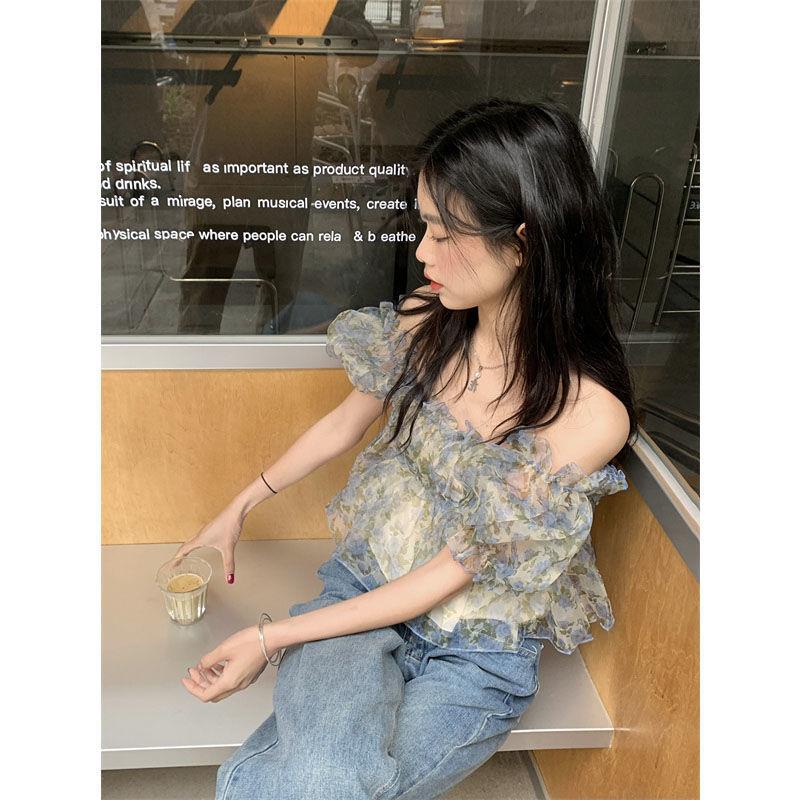 Áo Sơ Mi Chiffon Tay Phồng Hở Vai Thời Trang Mùa Hè Dành Cho Nữ