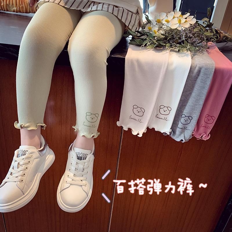 Quần Legging Ngắn Ôm Sát Vải Lụa Lạnh Mỏng Thoáng Mát Mùa Xuân Hè Dễ Phối Đồ Phong Cách Phương Tây Cho Bé Gái